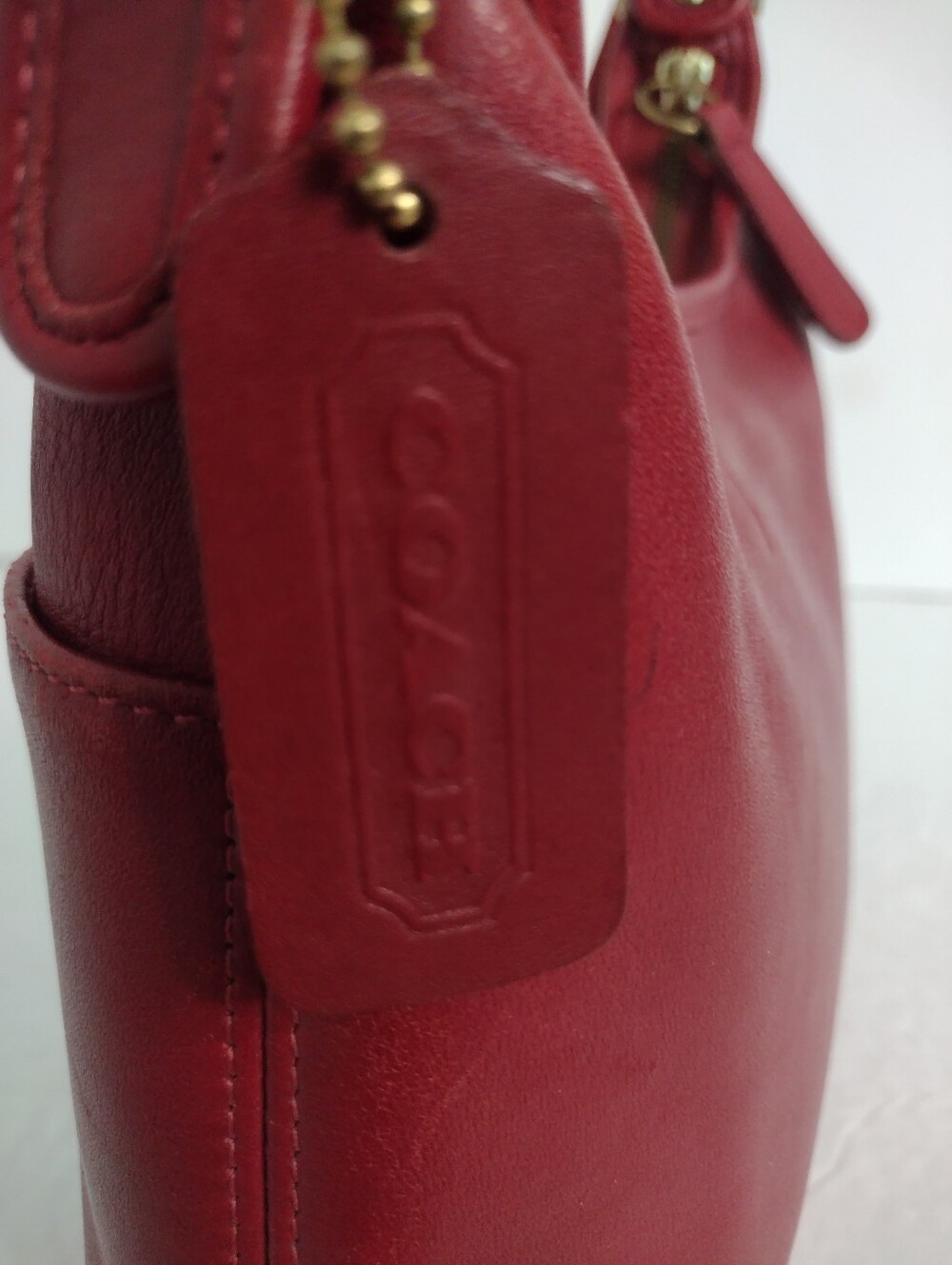 Vintage Y2K COACH Red Leather Legacy Small Hobo Bag 9136 Rare Cherry Red - Picture 7 of 16